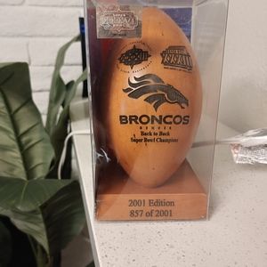 DENVER BRONCOS- LIMITED EDITION BACK TO BACK SUPERBOWL WOODEN FOOTBALL 🏈 2001